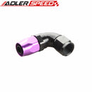 ADLERSPEED 90 Degree AN-10 Full Flow Swivel Hose End Fitting Aluminum Black/ Red& Blue/ Blk&Pur