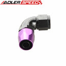 ADLERSPEED 90 Degree AN-10 Full Flow Swivel Hose End Fitting Aluminum Black/ Red& Blue/ Blk&Pur