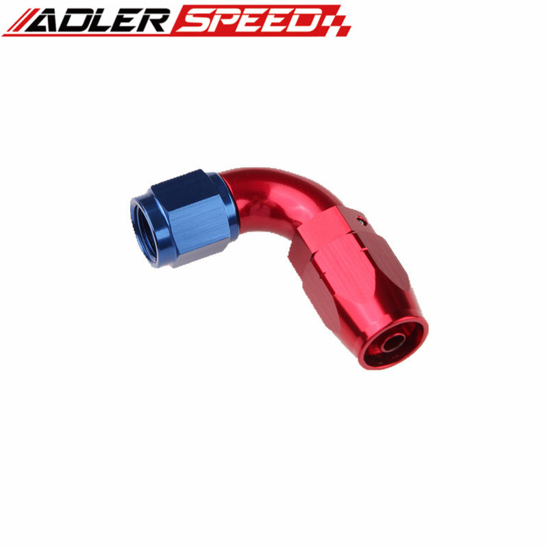 ADLERSPEED 90 Degree 8AN AN-8 Full Flow Swivel Hose End Fitting Aluminum Black/ Red & Blue