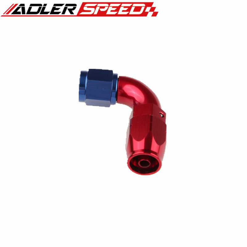 ADLERSPEED 90 Degree 8AN AN-8 Full Flow Swivel Hose End Fitting Aluminum Black/ Red & Blue