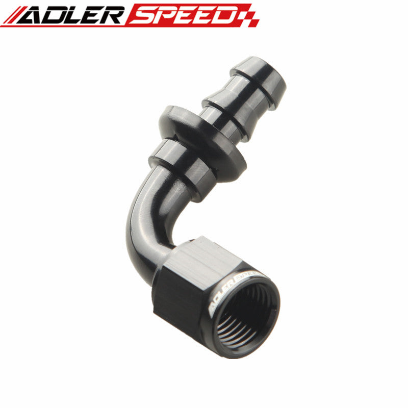 6AN AN-6 90 Degree Push-on Hose End Fitting Adaptor Fuel Oil Line Hose Black