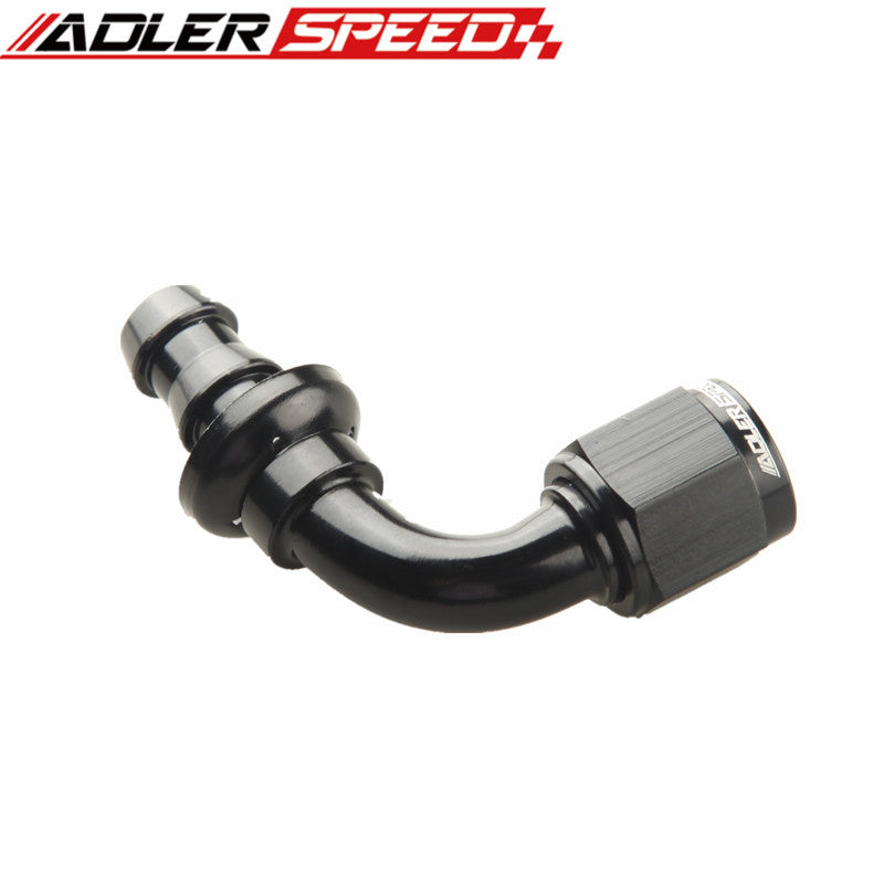 6AN AN-6 90 Degree Push-on Hose End Fitting Adaptor Fuel Oil Line Hose Black