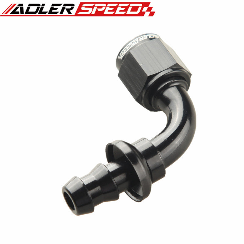 6AN AN-6 90 Degree Push-on Hose End Fitting Adaptor Fuel Oil Line Hose Black