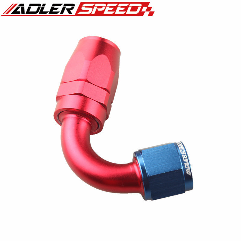 10AN AN-10 120 Degree Swivel Oil Fuel Line Hose End Fitting Adaptor Red/Blue