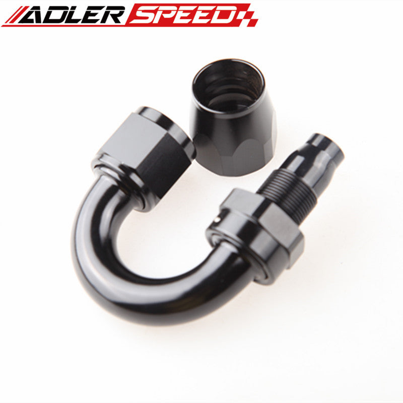 ADLERSPEED AN-12 12AN 180 Degree Swivel Oil Line Hose End Fitting Adaptor Black