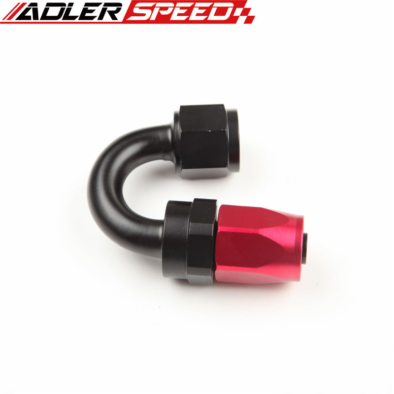 ADLERSPEED AN-12 12AN 180 Degree Swivel Oil Line Fitting Hose End Red/Black