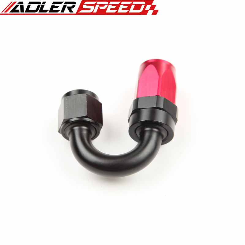 ADLERSPEED AN-12 12AN 180 Degree Swivel Oil Line Fitting Hose End Red/Black