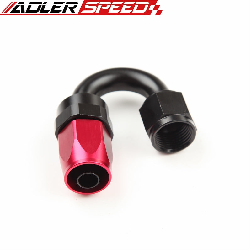 ADLERSPEED AN-10 10AN 180 Degree Swivel Oil Line Fitting Hose End Red/ Black