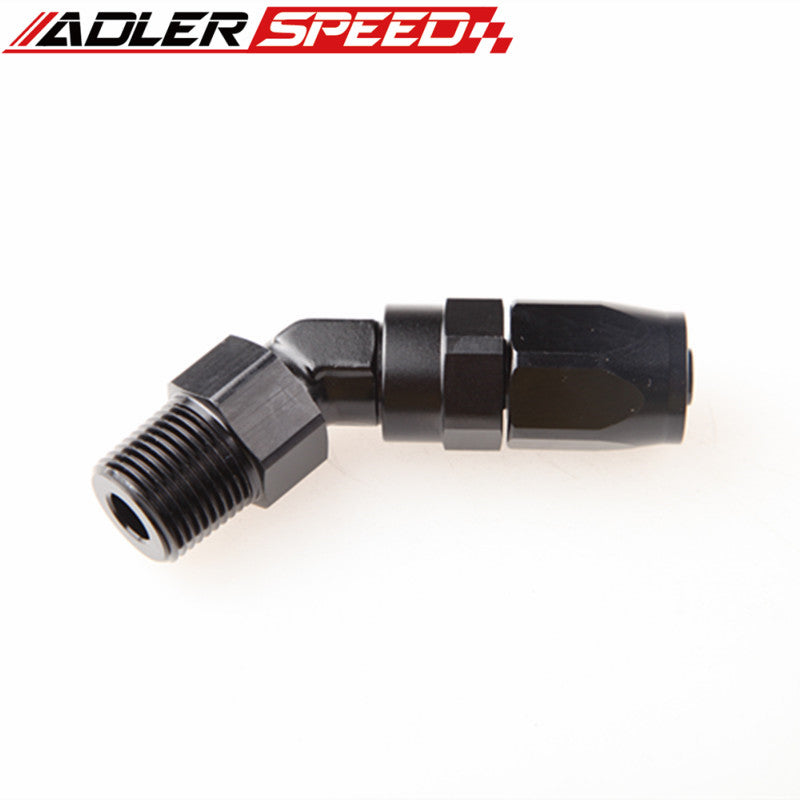 8AN AN8 AN-8 To 1/2" 1/4'' 3/8'' NPT Aluminum 45 Degree Swivel Hose End Fitting Adaptor