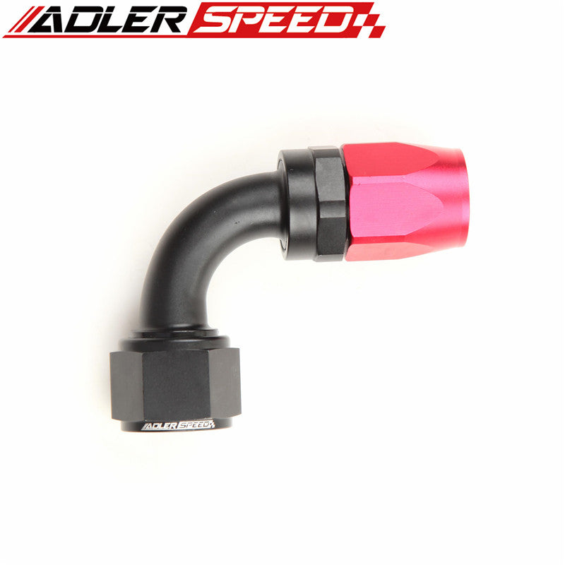ADLERSPEED AN-12 12AN 90 Degree Swivel Oil Fuel Line Hose End Fitting Red/Black
