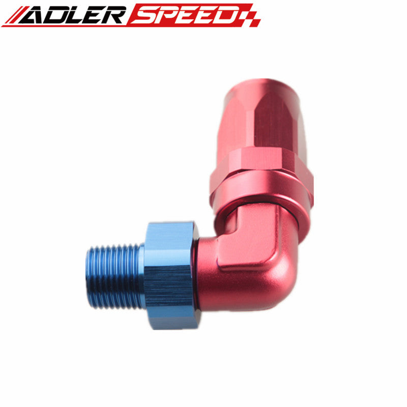 8AN AN8 AN-8 To 1/4" 1/2'' 3/8'' NPT 90 Degree Aluminum Swivel Hose End Fitting Adaptor