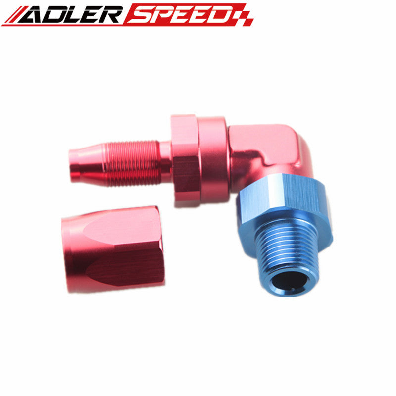 8AN AN8 AN-8 To 1/4" 1/2'' 3/8'' NPT 90 Degree Aluminum Swivel Hose End Fitting Adaptor