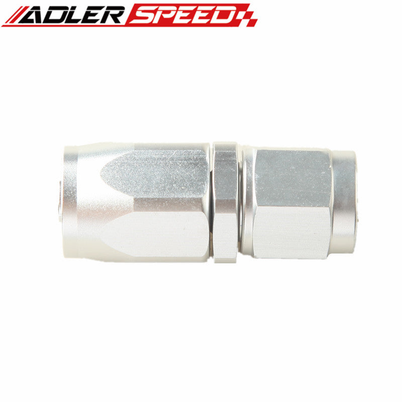8AN AN8 AN-8 Straight Swivel Oil Fuel Gas Line Hose End Adaptor Silver Aluminum