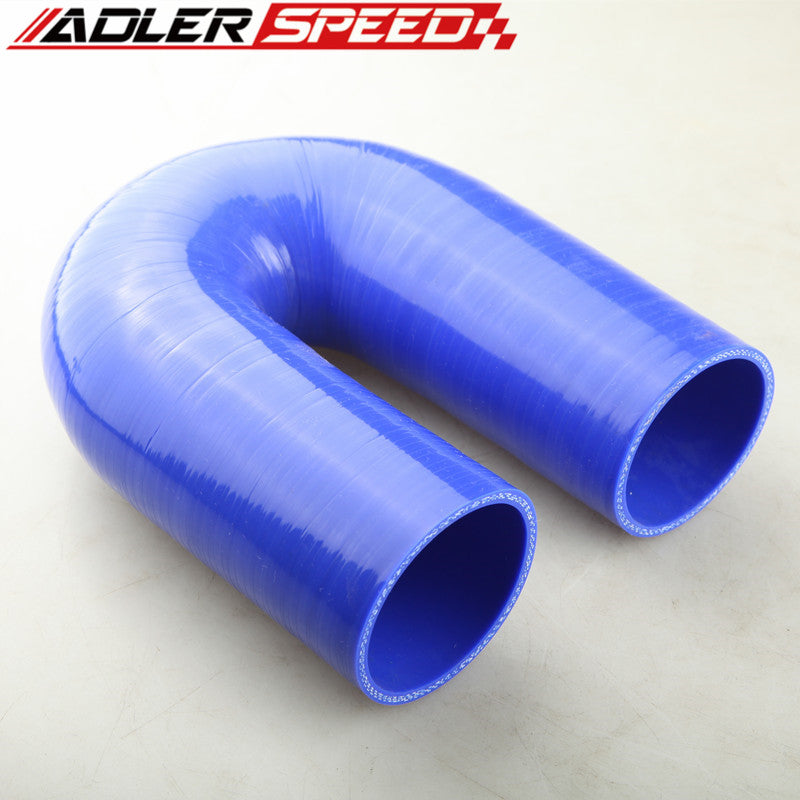 3Ply 4" (102mm) ID 180 Degree Turbo Silicone Coupler Hose Pipe Black /Blue