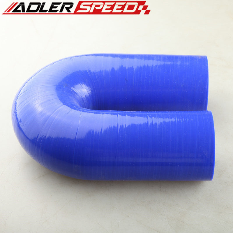 ADLERSPEED 3 Ply 3.5" (89mm) 180 Degree Turbo Silicone Coupler Hose Pipe Black /Blue