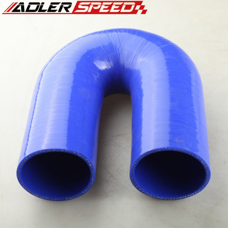 ADLERSPEED 3 Ply 3.5" (89mm) 180 Degree Turbo Silicone Coupler Hose Pipe Black /Blue