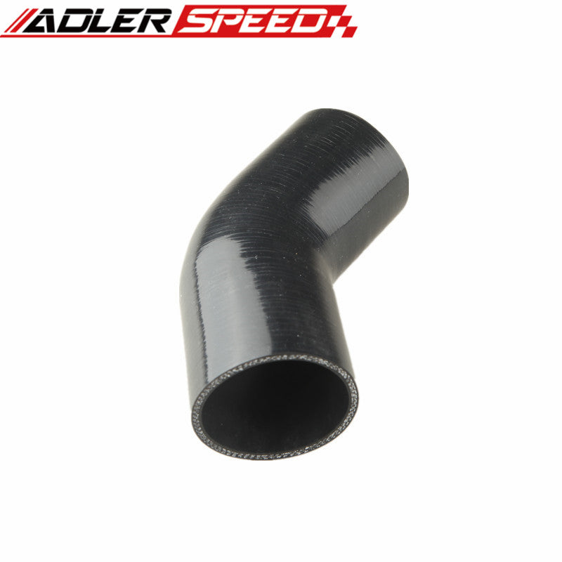 thumbnail image 2 of 3 Inch 45 Degree Silicone Hose Coupler – 4-Ply Turbo Pipe, Black With Stainless Steel Clamps 2 of 6