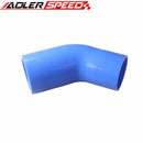 3 Ply 3.5" To 2.5'' 45 Degree Silicone Hose Coupler Pipe Blue/Black/Red
