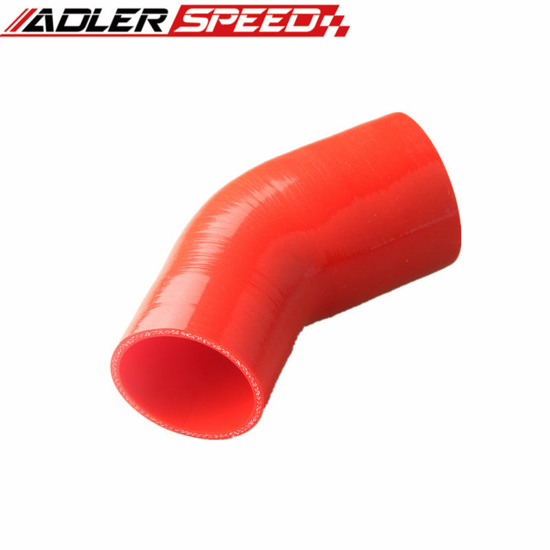 3 Ply 3.5" To 2.5'' 45 Degree Silicone Hose Coupler Pipe Blue/Black/Red