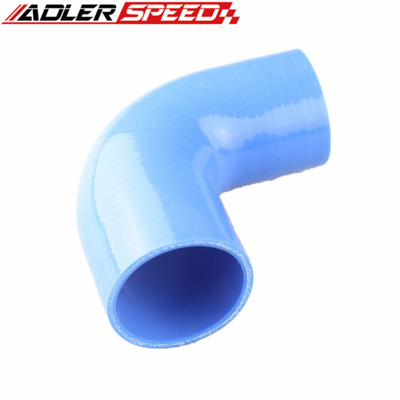 2.375" To 2" 3 Ply 90 Degree Turbo Silicone Coupler Hose Pipe Black/Blue/Red