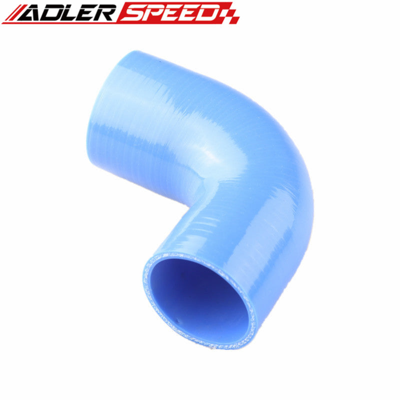 2.25" To 2" 3 Ply 90 Degree Turbo Silicone Coupler Hose Pipe Black/Blue/Red