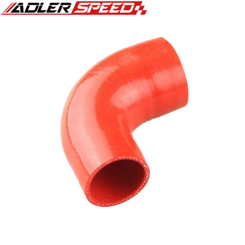 2.5" To 1.75" 3 Ply 90 Degree Turbo Silicone Coupler Hose Blue/ Black/Red