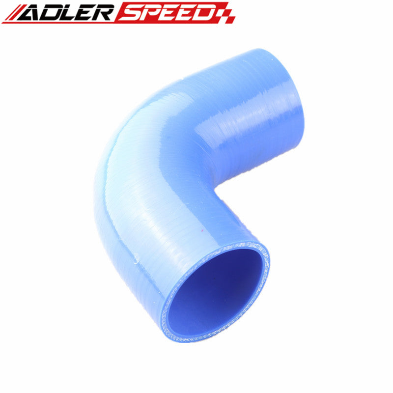 2.5" To 2.25" 3 Ply 90 Degree Turbo Silicone Coupler Hose Blue/Black/Red