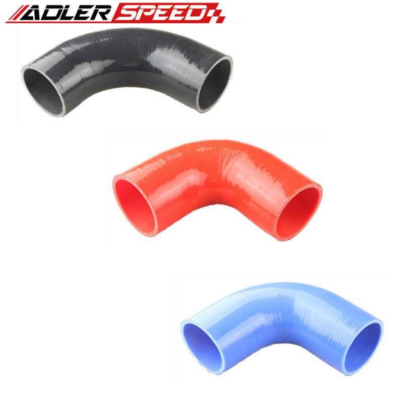 4 Ply 2.375" (60mm) Inch 90 Degree Silicone Hose Coupler Pipe Turbo Black/Blue/Red