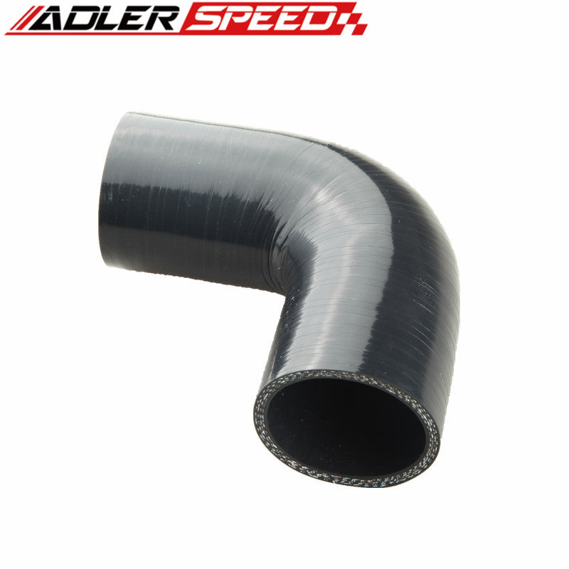 ADLER SPEED 4Ply 2.5" 63.5mm inch 90 Degree Silicone Hose Coupler Pipe Turbo Blk