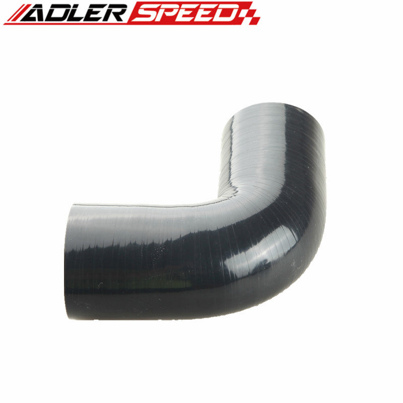 ADLER SPEED 4Ply 2.5" 63.5mm inch 90 Degree Silicone Hose Coupler Pipe Turbo Blk