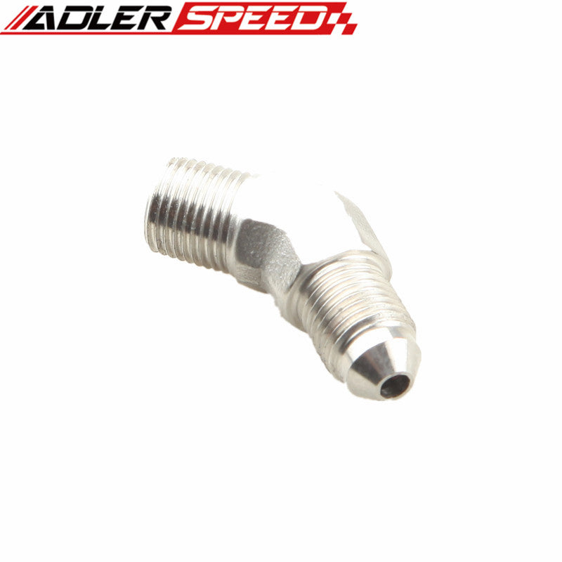 Stainless Steel 45 Degree 1/8" NPT Male To AN-3 AN3 3AN Adapter Fitting