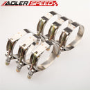 6PCS 4.0" inch 105/117mm Turbo Pipe Hose Coupler T-bolt Clamps Stainless Steel