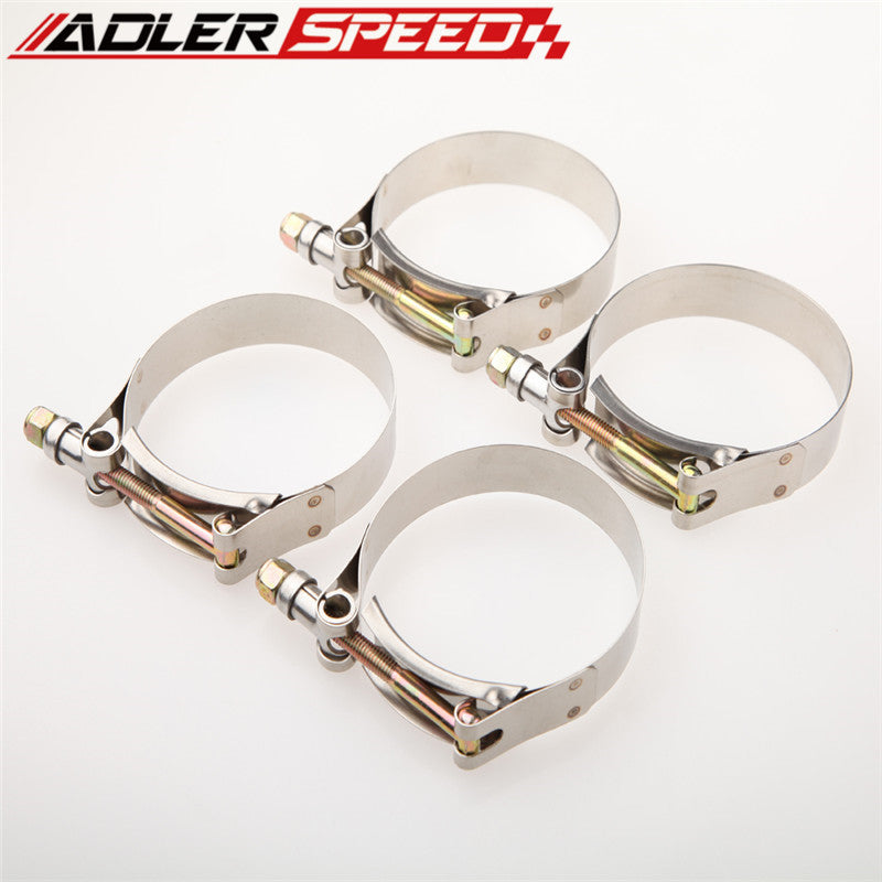 4PCS 2.25" inch Turbo Pipe Hose Coupler T-bolt Clamps Stainless Steel 60-68mm