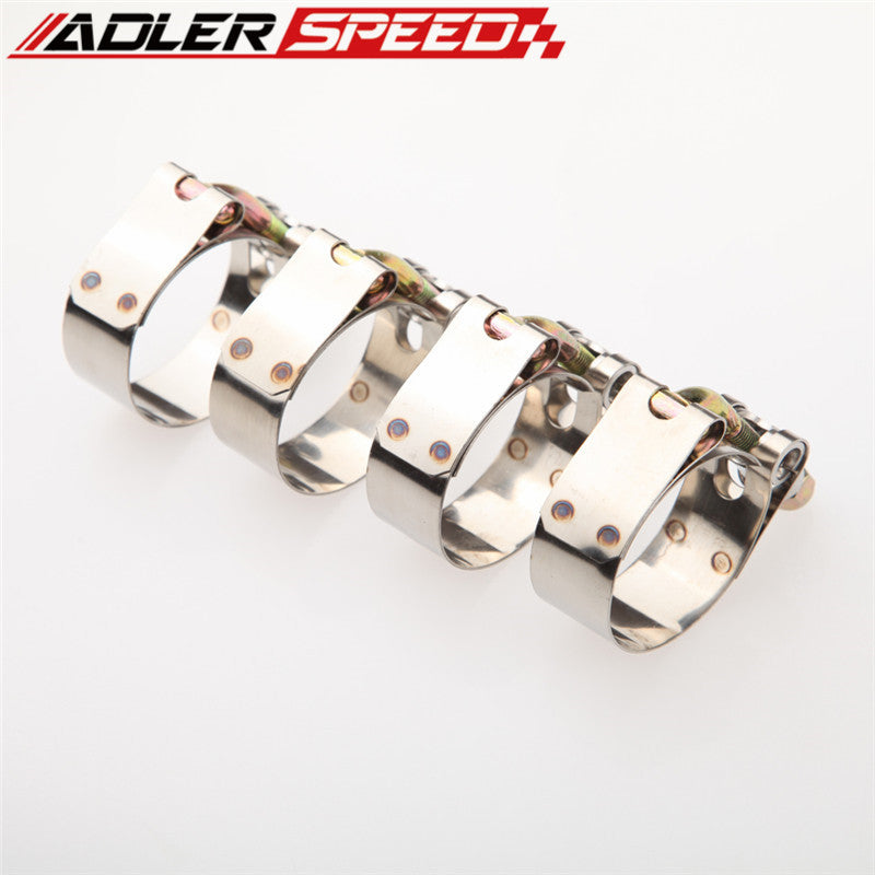 4PCS 1.5" inch Turbo Pipe Hose Coupler T-bolt T-Clamps Stainless Steel 43/49mm