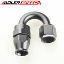 AN-10 180 Degree Reusable PTFE Swivel Hose End Fitting Adapter Aluminum Black