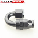 AN-10 180 Degree Reusable PTFE Swivel Hose End Fitting Adapter Aluminum Black