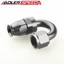 8AN AN-8 180 Degree Reusable PTFE Swivel Hose End Fitting Adapter Aluminum Black