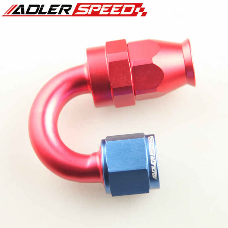 AN-10 180 Degree Reusable PTFE Swivel Hose End Fitting Adapter Aluminum Red/Blue