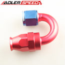 AN-8 180 Degree Reusable PTFE Swivel Hose End Fitting Adapter Aluminum Red/ Blue