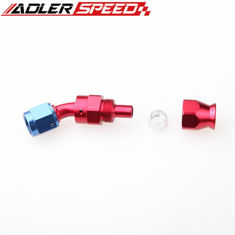 AN6 6AN AN-6 30Degree Aluminum Reusable Swivel PTFE Hose End Fitting Black/Red&Blue