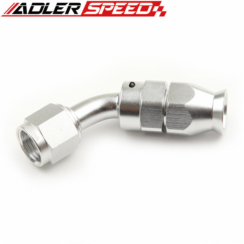 ADLER SPEED 6AN 45 Degree Reusable Swivel PTFE Hose End Fitting Aluminum Silver
