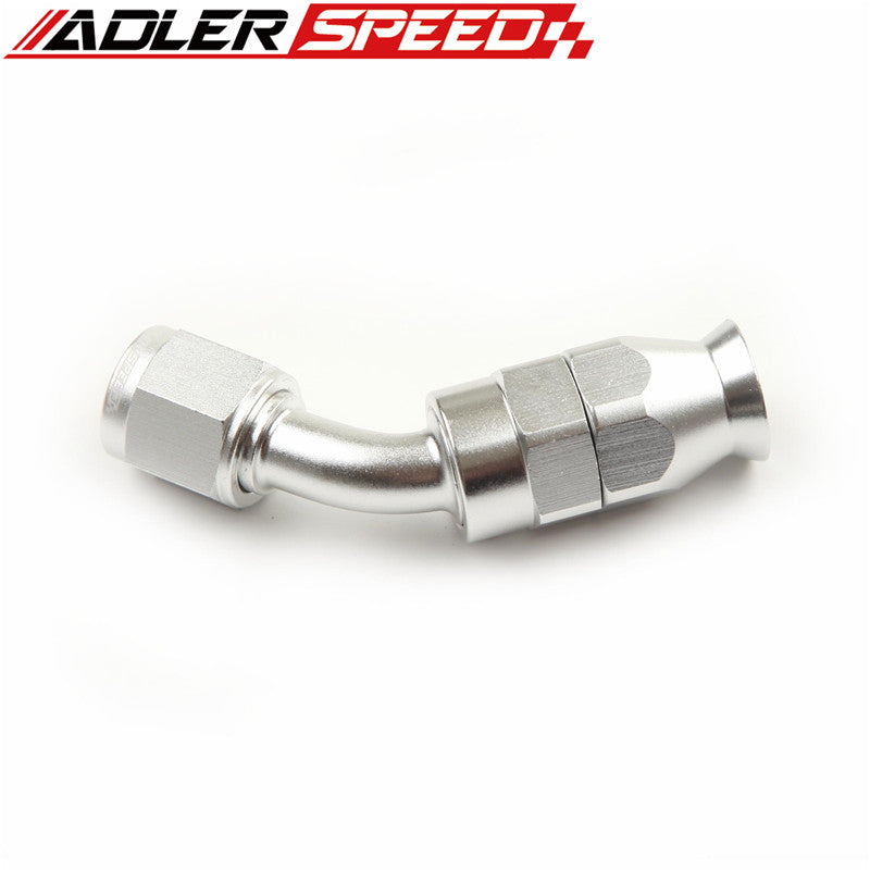 ADLER SPEED 6AN 45 Degree Reusable Swivel PTFE Hose End Fitting Aluminum Silver