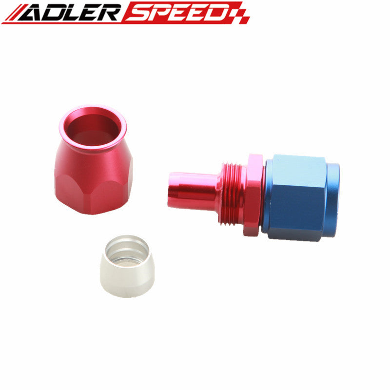 4AN AN4 Straight PTFE Swivel Fuel Line Hose End Fittings Adaptor Red/Blue
