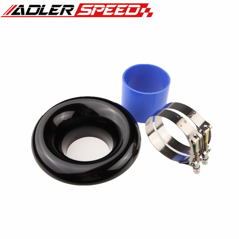 4" BLACK UNIVERSAL VELOCITY STACK FOR COLD/RAM ENGINE AIR INTAKE/TURBO HORN