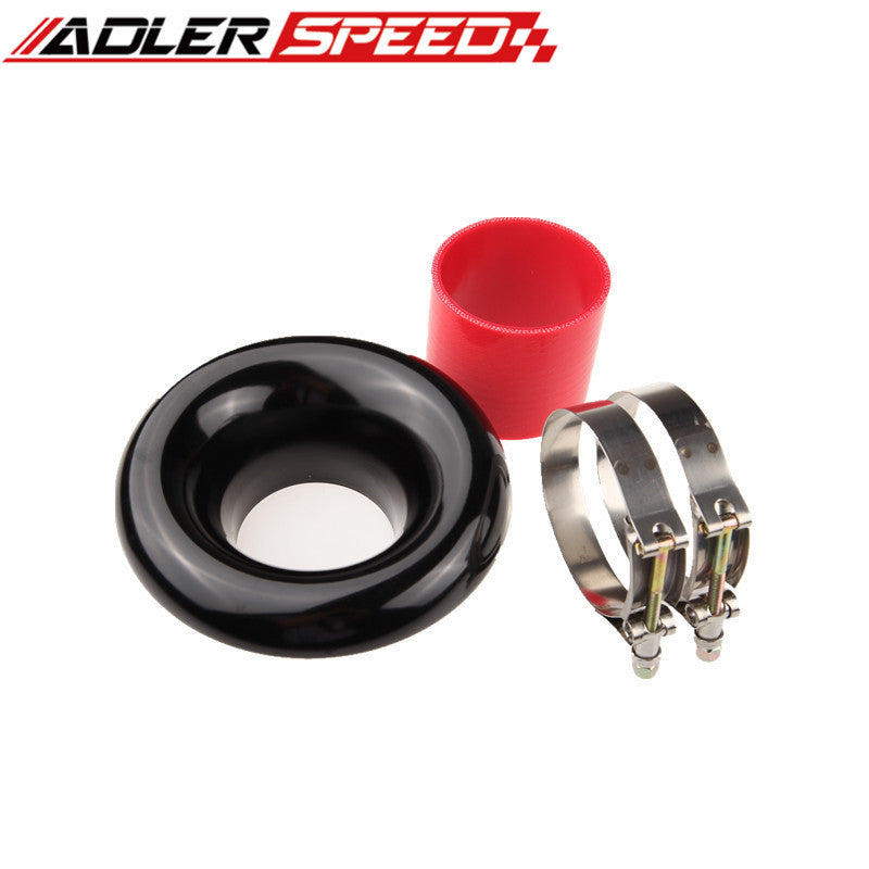 NEW 4" BLACK UNIVERSAL VELOCITY STACK FOR COLD/RAM ENGINE AIR INTAKE/TURBO HORN