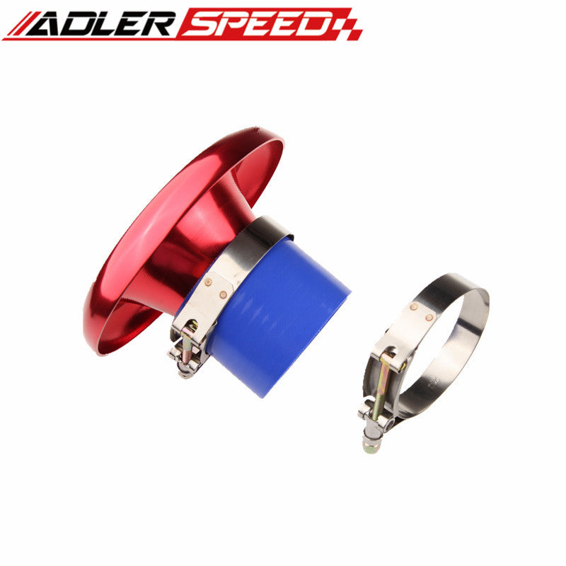 UNIVERSAL 4" RED VELOCITY STACK FOR COLD/RAM ENGINE AIR INTAKE/TURBO HORN