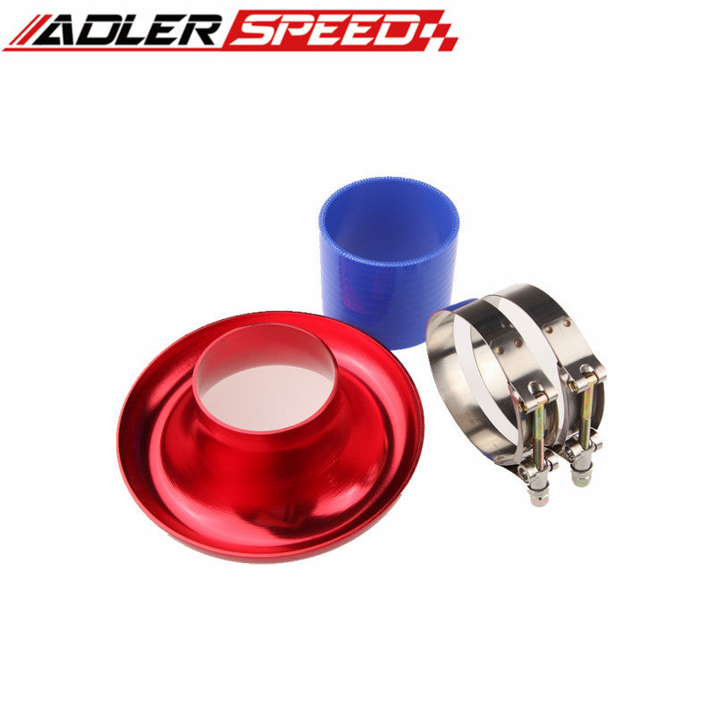 UNIVERSAL 4" RED VELOCITY STACK FOR COLD/RAM ENGINE AIR INTAKE/TURBO HORN