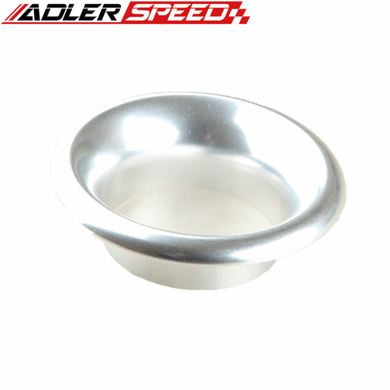 ADLERSPEED 5" Inch Silver Short Ram Cold Air Intake Turbo Horn Velocity Stack Adapter