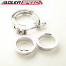 US SHIP ！2 1/4" inch ID Turbo SS304 Male/Female Flanges +SS Quick Release V-Band Clamp US