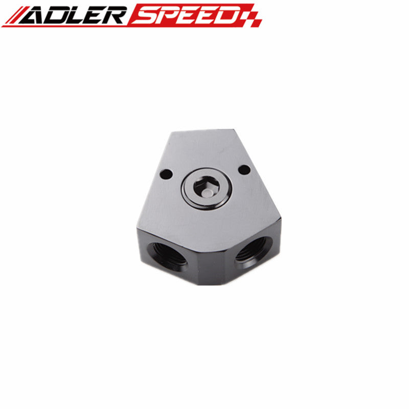 3/8'' Inlet 3/8'' Outlet Female Y-Block Fitting With 1/2" NPT Gauge Port Aluminum